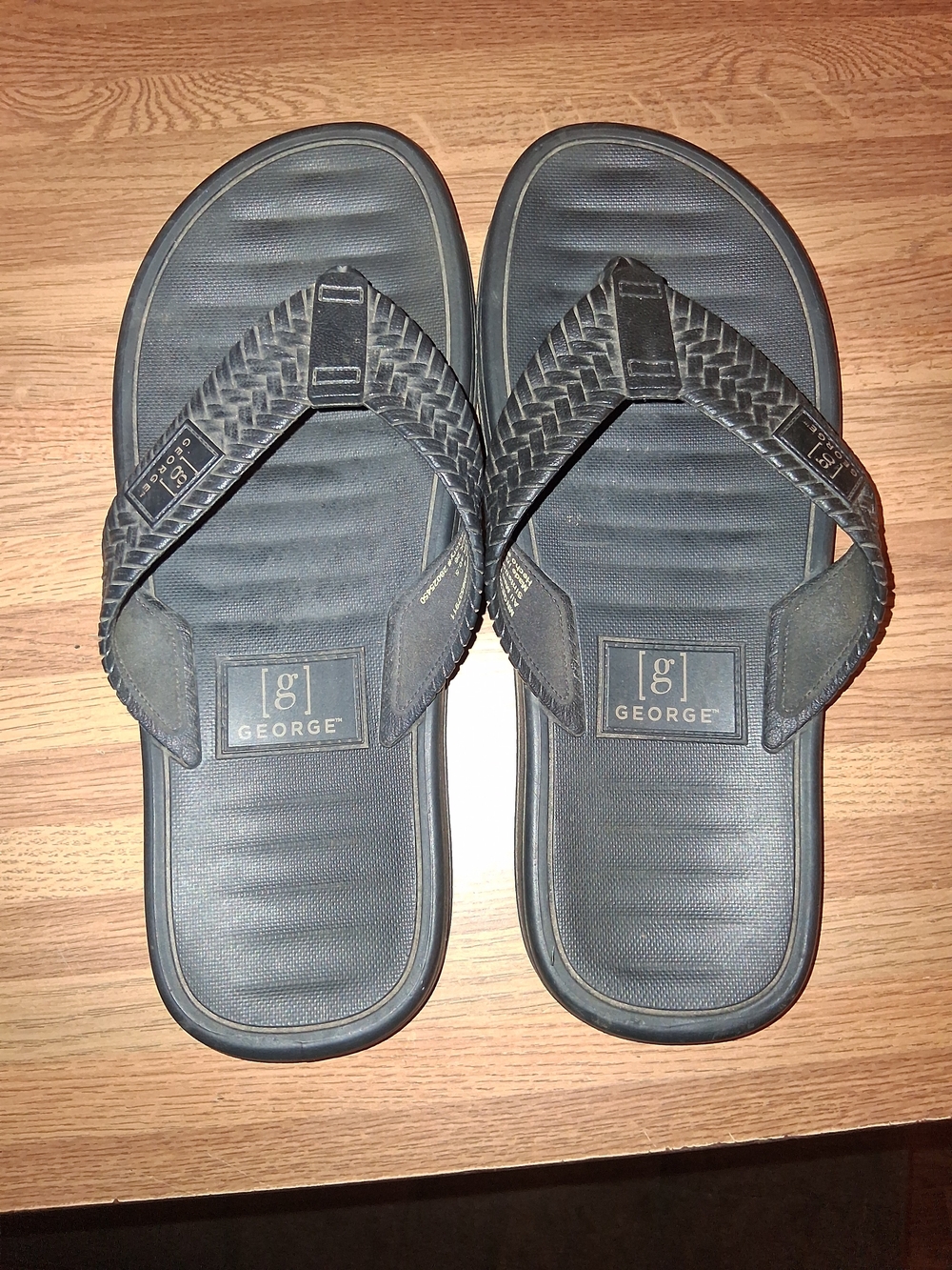 George Men's Navy Blue Textured Strap Flip Flops